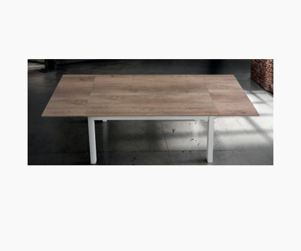 Tavolo 110 x 70 allungabile piano Rovere basamento in metallo bianco